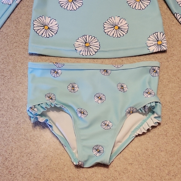 Carter's Aqua Daisy Kids Swim Rashguard 2 Piece Set Size 12 Months - Picture 3 of 6